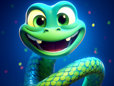 008 - Smiling Snake Character in 3D, Cinema4D 3d 3d animation character cinema4d cute disney snake