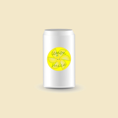 metal container with a lemon juice sticker branding design graphic design illustration logo vector