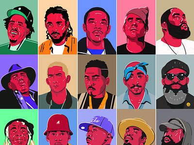 Rappers character cool faces illustrated faces illustrated rappers illustration illustrator people portrait portrait illustration procreate rap rap is cool rap music rappers rappers illustrated