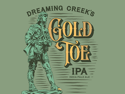 Gold Toe IPA Illustration beer branding design digital engraving illustration woodcut