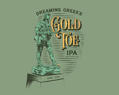 Gold Toe IPA Illustration beer branding design digital engraving illustration woodcut