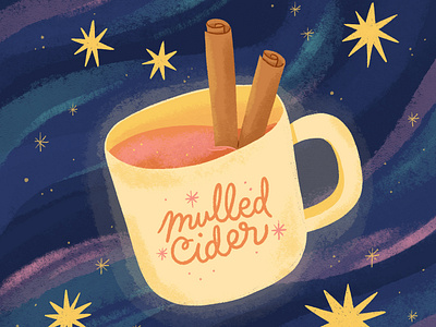 Magical Mulled Cider autumn celestial christmas cinnamon cosmic cup fall hot beverage illustration lettering magical mulled cider procreate sky stars typography winter