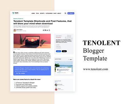 Tenolent Blogger Template Post Body UI Design blogger blogger template blogspot design graphic design mockup premium blogger template tailwind css template tenolent tenolent blogger template ui website