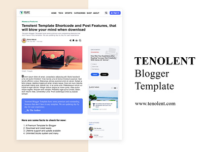 Tenolent Blogger Template Post Body UI Design blogger blogger template blogspot design graphic design mockup premium blogger template tailwind css template tenolent tenolent blogger template ui website