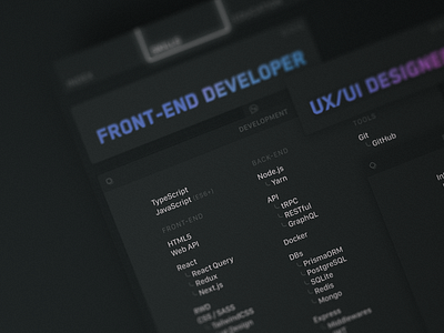 CV · Verison 2.0 app cv dark design portfolio ui ux web