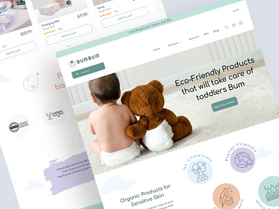 BumBum Eco-Friendly Products/Diapers/Wipes ecommerce online shopping shopping cart ui ux website