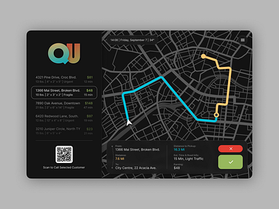 Daily UI #20 - Location Tracker app branding daily ui dark mode delivery design gradient location logo map qr code service tablet ui ux visual