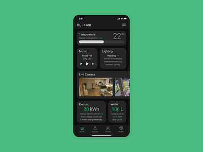 Daily UI #021 - Home Monitoring Dashboard app branding daily ui dashboard design econology green home minimal mobile monitoring security smart ui ux