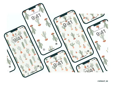 Cactus Wallpaper Set app background background pack branding cactus illustration creative market daily ui design desktop graphic design illustration logo mobile modern plant illustration tablet ui user experience user interface wallpaper set