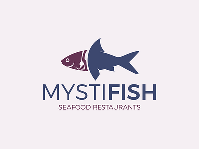 MystiFish Logo Design 2d design branding design fish fish logo fork graphic design illustration knife logo restaurant restaurant logo