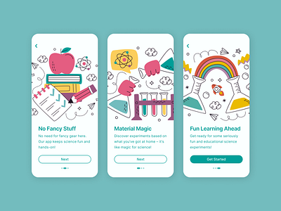 Daily UI #023 - Onboarding app branding children cute daily ui design education experiment fun illustration kids mobile onboarding science ui user engagement ux