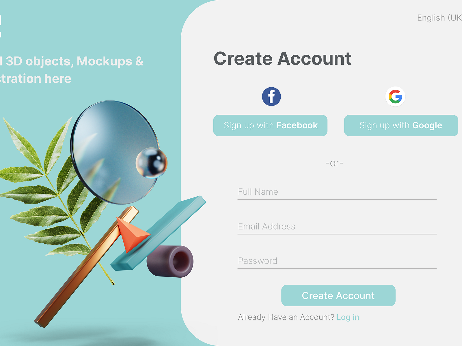 Website Create Account or Login Landing Page UI UX design by Design ...
