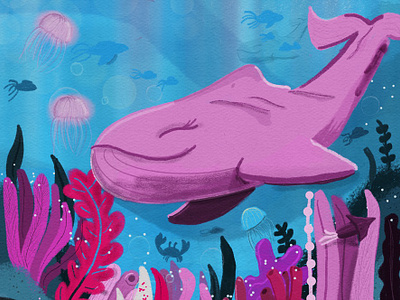 Pink Whale childrens illustration colorful design graphic design illustration portfolio procreate