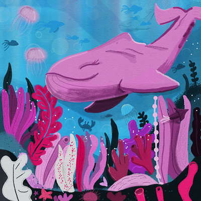 Pink Whale childrens illustration colorful design graphic design illustration portfolio procreate