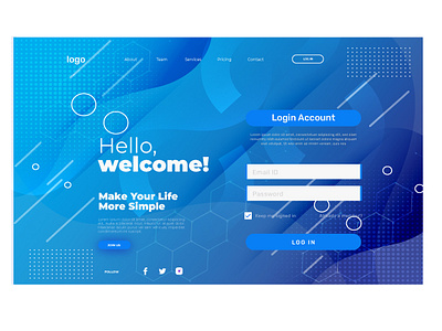 User Login page design template UI register