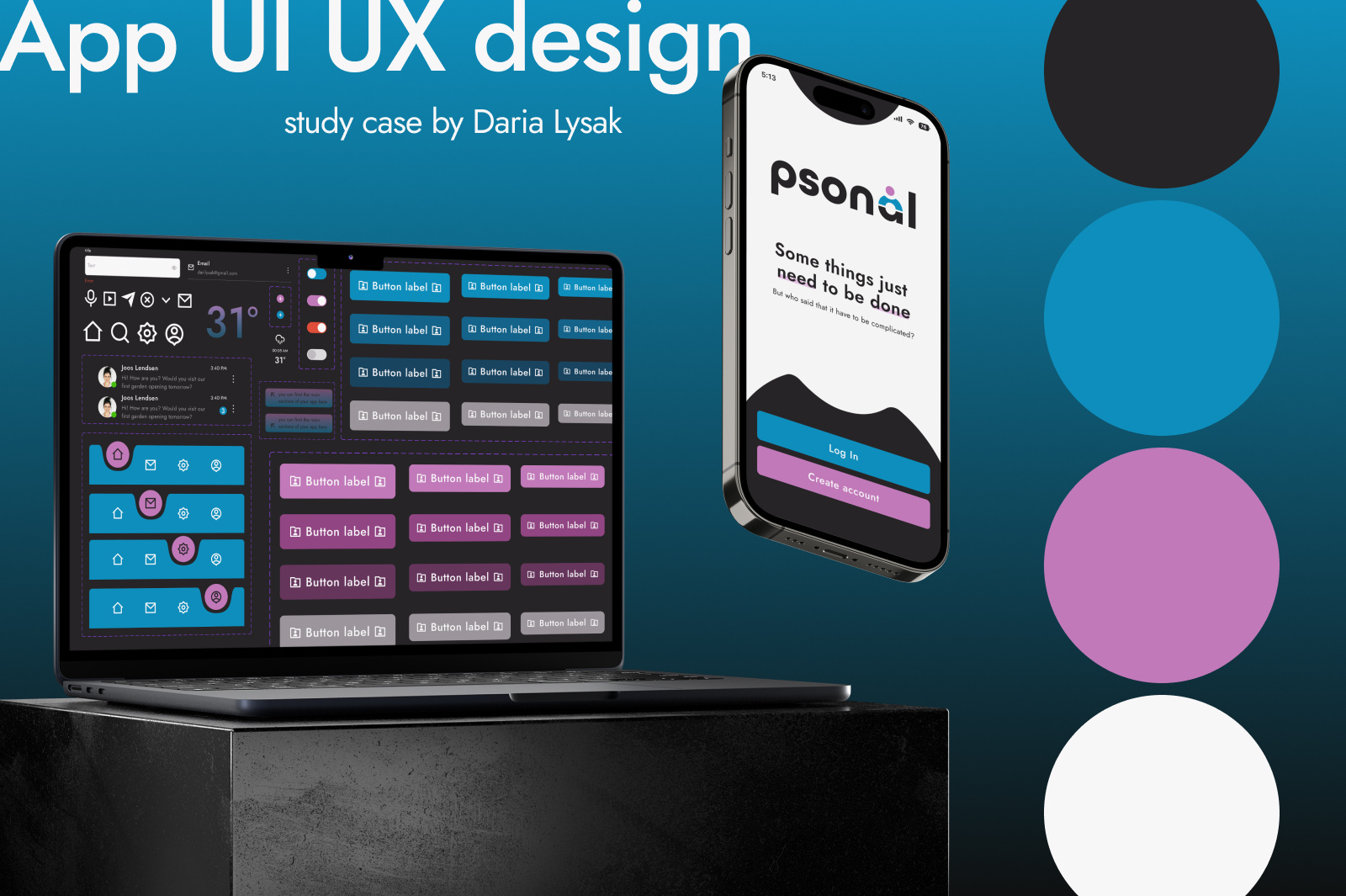 Personal App | UI UX design app app colours app design colors dark dark theme design inspiration gradients homepage log in screen minimalist mobile design nav bar onboarding screen settings screen ui ui ux mobile ux weather screen welcome screen