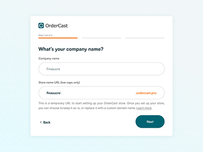 OrderCast - Product Design input fields onboarding ordercast product design sign up flow web design webflow