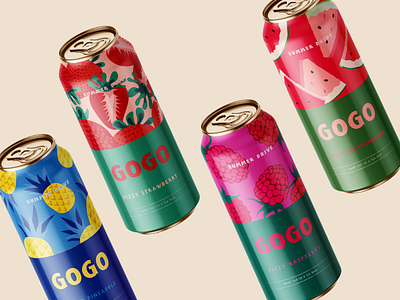 Soda can design branding can graphic design identity illustration logo logotype pineapple strawberry raspberries vector watermelon