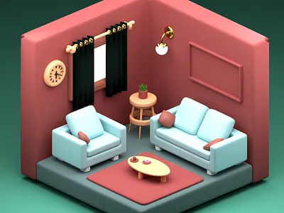 Blender Stylized Living Room 3d art blender graphic design illustration illustrator