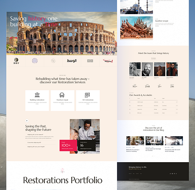 Restoration Company Website Landing Page app branding design graphic design illustration logo saas ui ux vector