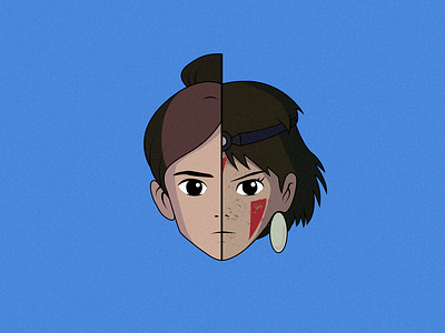 Ashitaka and San anime art design graphic design illustration logo vector