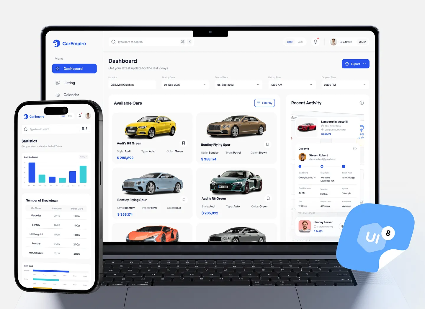 Modern Car Dealer Website Dashboard Design