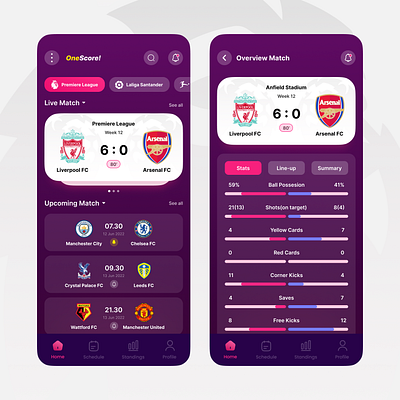 OneScore! Football Apps : News, Statistic, and More andorid apps branding design football livescore ui