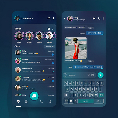I created a chat application with a futuristic concept. android apps branding chat dark design futuristic online ui ux