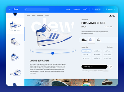 Clew eCommerce Website adidas clew concept e commerce graphic design logo modern product sneakers sport store ui web design