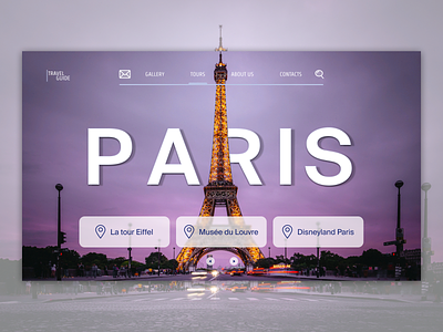 Landing page Paris design landing page paris travel typography ui ux дизайн париж путешествия