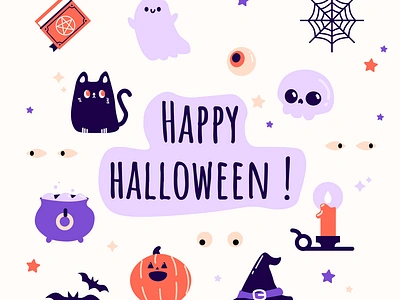 Illustrations d'Halloween dessin drawing ghost halloween happy halloween illustration monster picto pumpkin skull vector witch