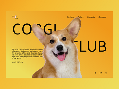 Landing page "Corgi" animals branding corgi design graphic design illustration landing page logo typography ui ux животные корги собаки