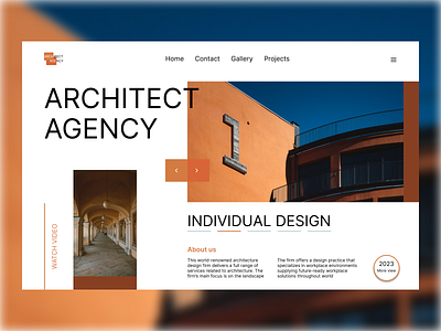 Landing page "Architect agency" agency architecture branding design graphic design illustration landing page logo orange typography ui ux архитектура