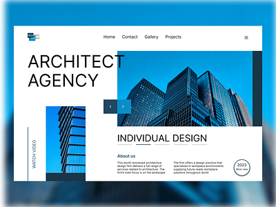 Landing page "Architect agency" agency architecture blue branding design graphic design illustration landing page logo typography ui ux архитектура