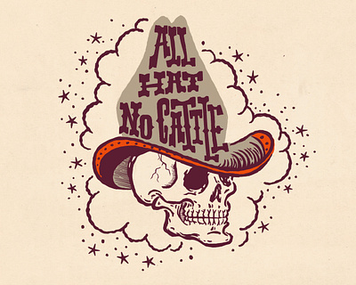 All hat no cattle! cowboy cowboyhat edgy freelance illustrator graphic designer illustration illustrator line modren package design popular skull trend