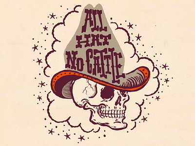 All hat no cattle! cowboy cowboyhat edgy freelance illustrator graphic designer illustration illustrator line modren package design popular skull trend