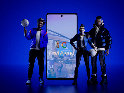 PIXEL ARENA — Google x NBA 3d 3d motion basketball google nba phone mockup pixel arena pixel phone transition