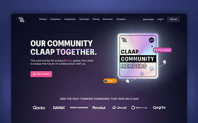 Claap Community ✨ chrome claap community gradient homepage landing page principle product