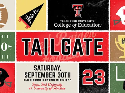 TTU College of Education Tailgate Graphics branding college football graphic retro sports texture university vintage