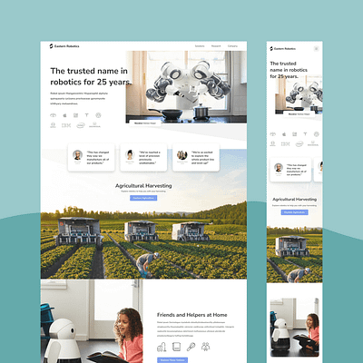 Eastern Robotics Site homepage landing landing page marketing marketing site robot robotics site ui ux web web design