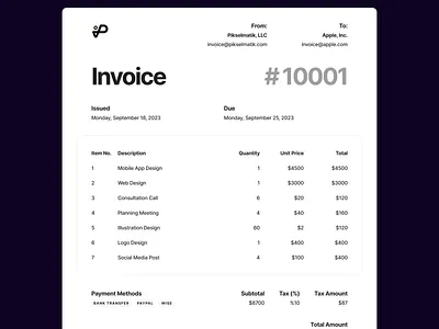 Invoicy - CMS-supported Invoice Template cms cms supported framer invoice invoice template template