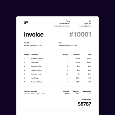 Invoicy - CMS-supported Invoice Template cms cms supported framer invoice invoice template template