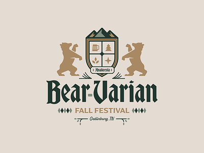 Bear-Varian Fall Festival badge bear beer branding crest fall festival german gold icon illustration logo logomark nature outdoors typography wordmark