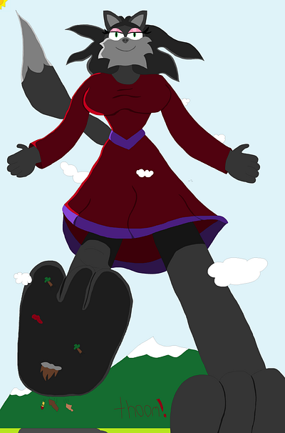 Giant Aurelia On The Loose! adults anthro character dress evil fantasy females foot furry giantess kaiju mobian monster rampage red sonic stomp villainess witches woman
