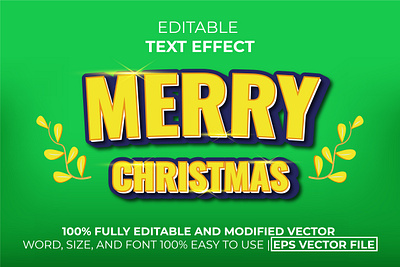 Merry Christmas Yellow Text Effect design