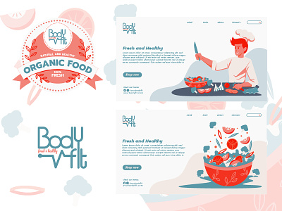 Bodyfit diet delivery badge branding business chef diet food heathyfood illustration letter logo ui vector