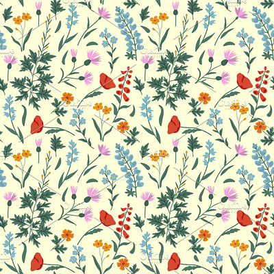 Seamless meadow pattern decorative design floral pattern seamless simple surface design texture