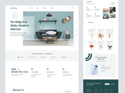 Furniture Shop Website Design design ecommerce homepage interface landing landing page shopify store web web design website