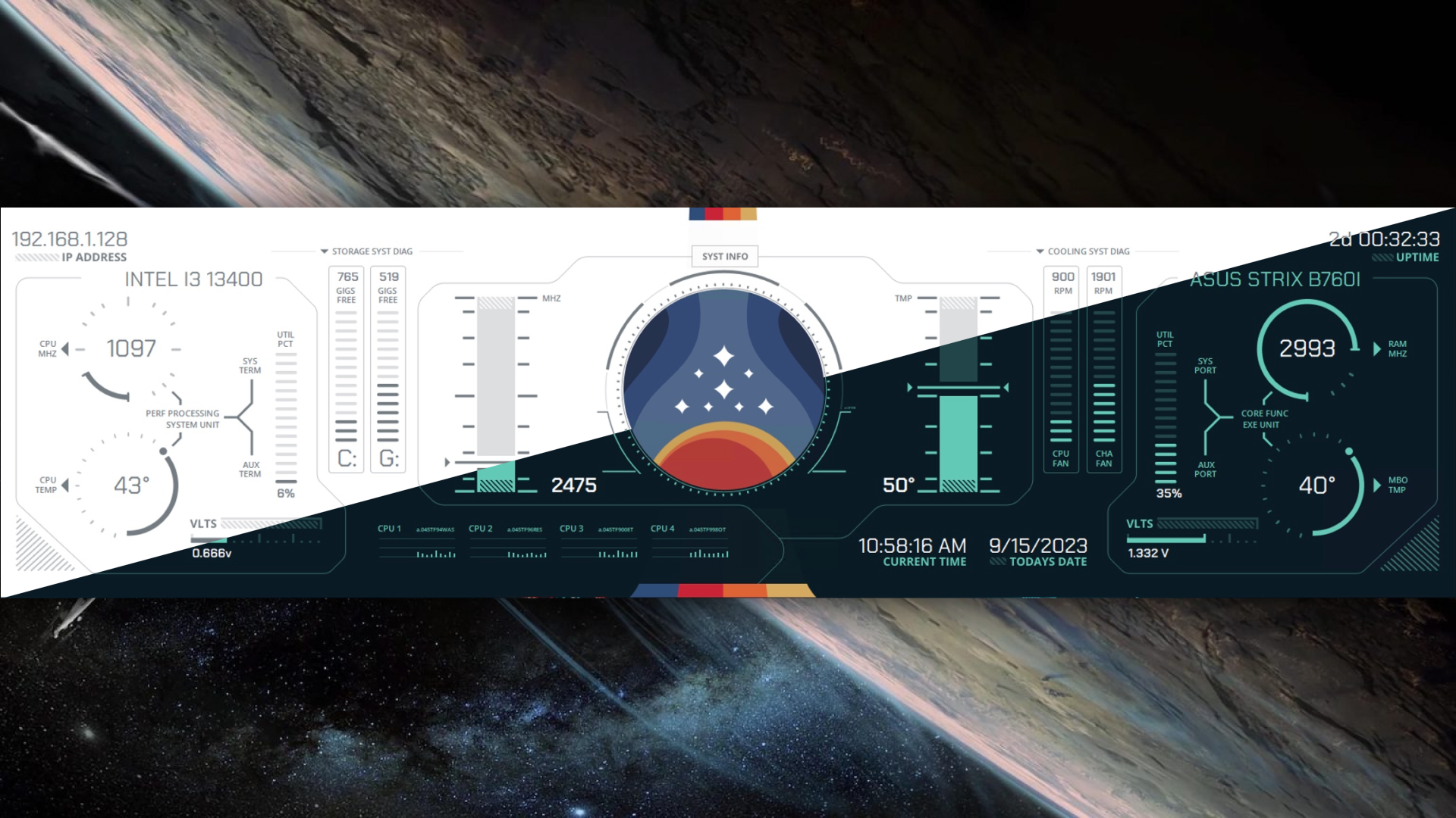 Starfield - AIDA64 sensor panel theme by Matthew Almand on Dribbble