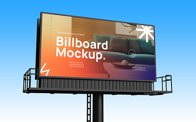 Minimal Billboard Mockup ads advertisement banner billboard branding business marketing minimal mockup outdoor product promotion realistic sign board signage sky street